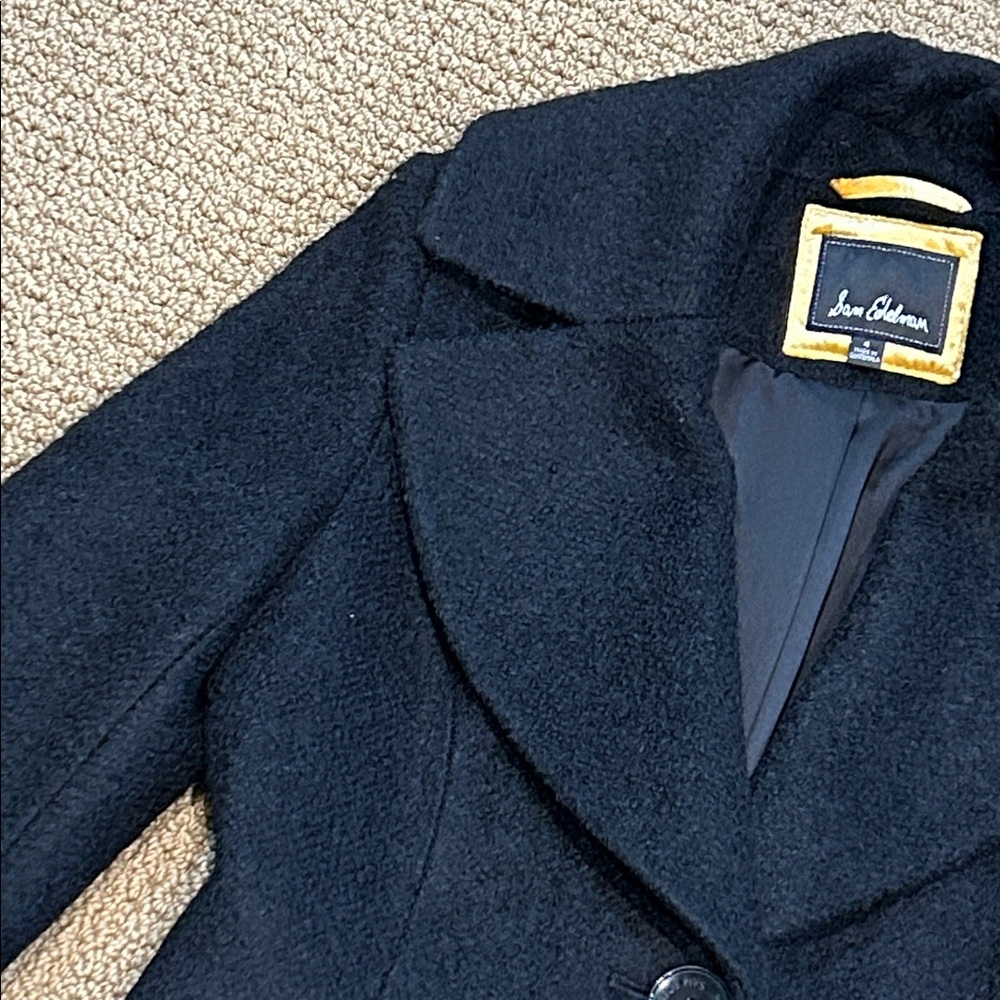 Sam Edelman A-line Textured Wool Blend Double Button Coat size 4 Black - Picture 4 of 17